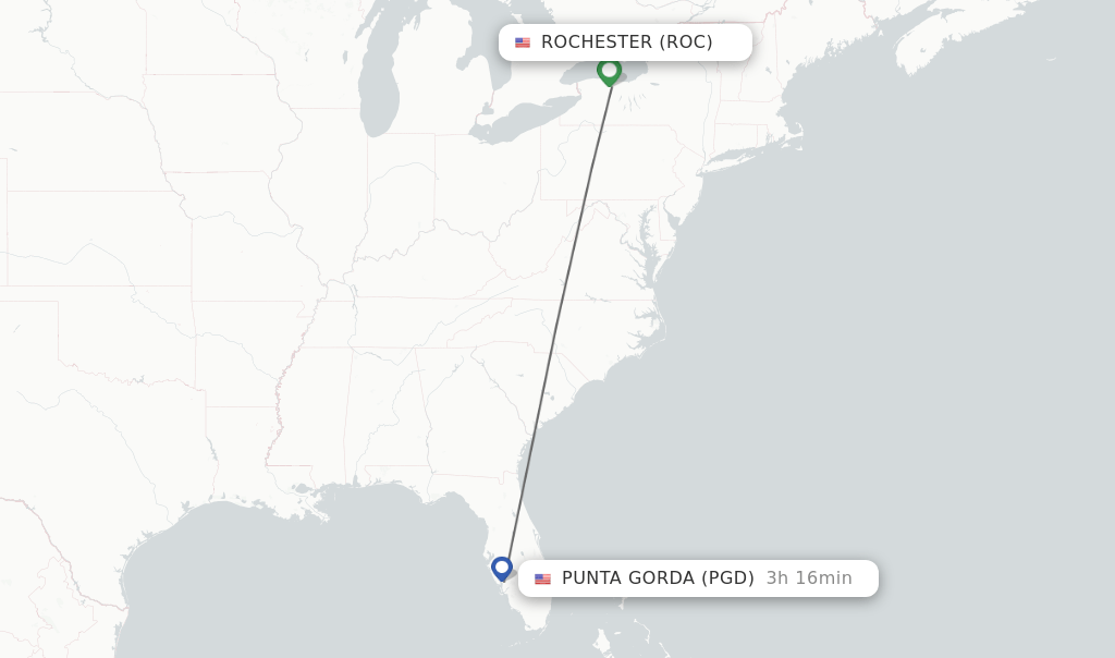 Direct (nonstop) flights from Rochester to Punta Gorda schedules