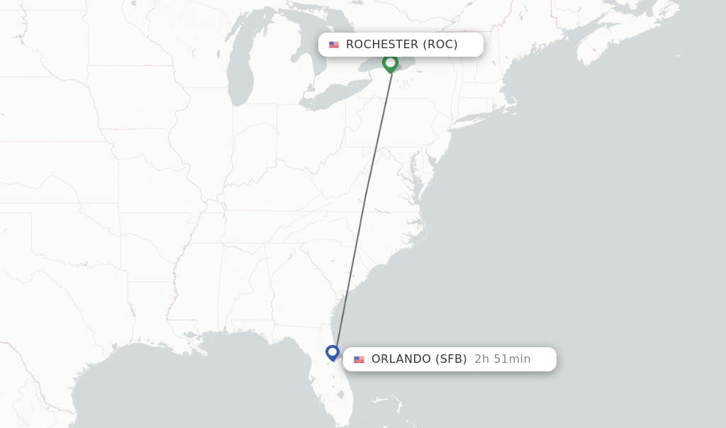 Direct (nonstop) flights from Rochester to Orlando schedules