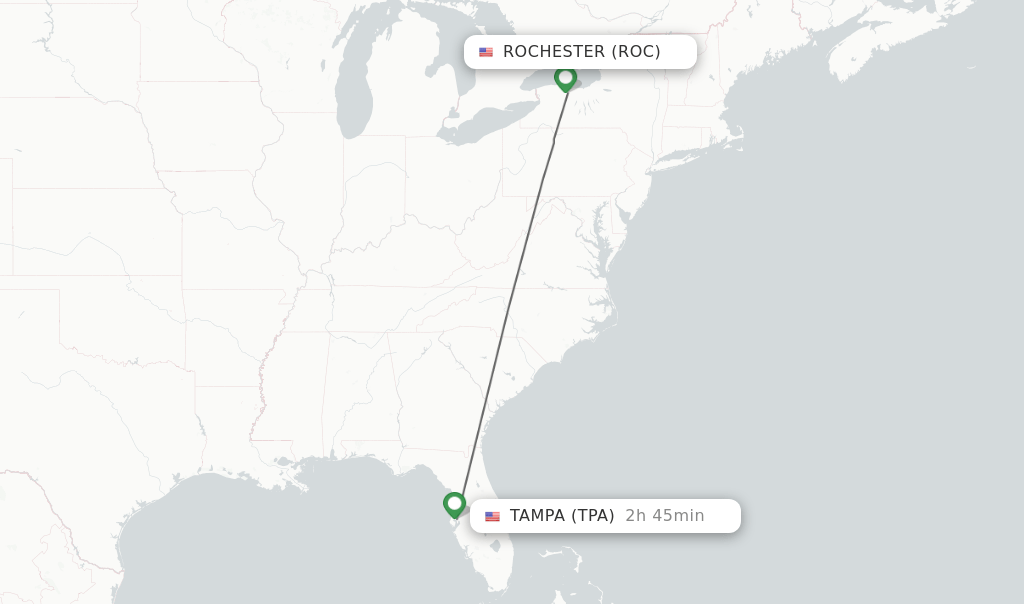 Direct (nonstop) flights from Rochester to Tampa schedules