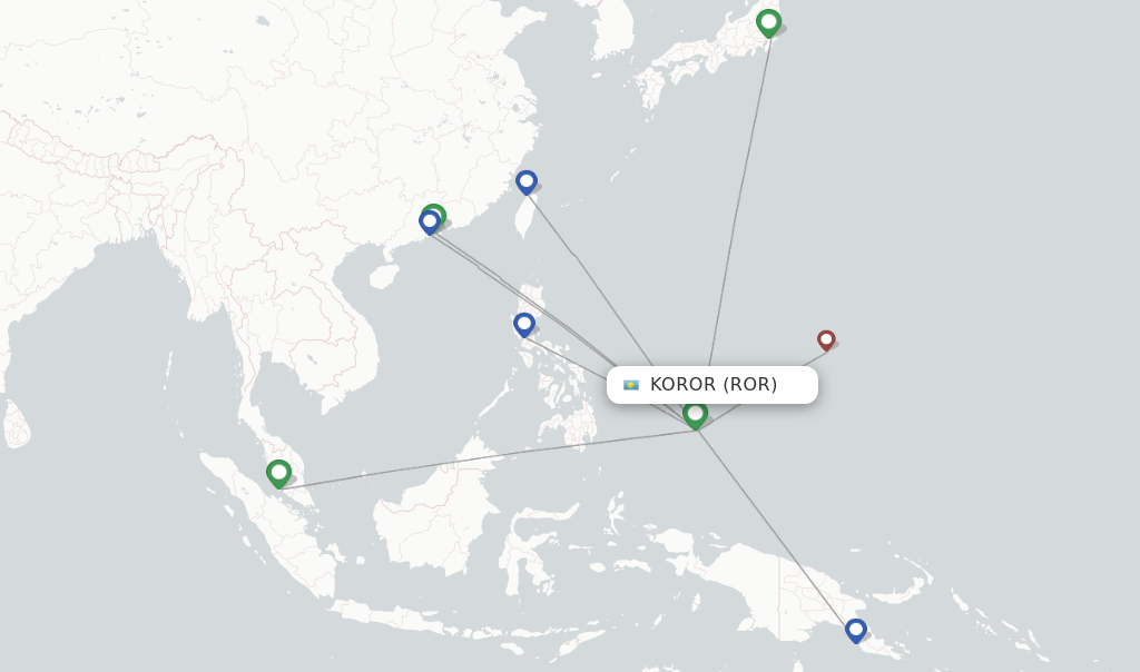 Direct (nonstop) flights from Koror to Yap, Caroline Islands