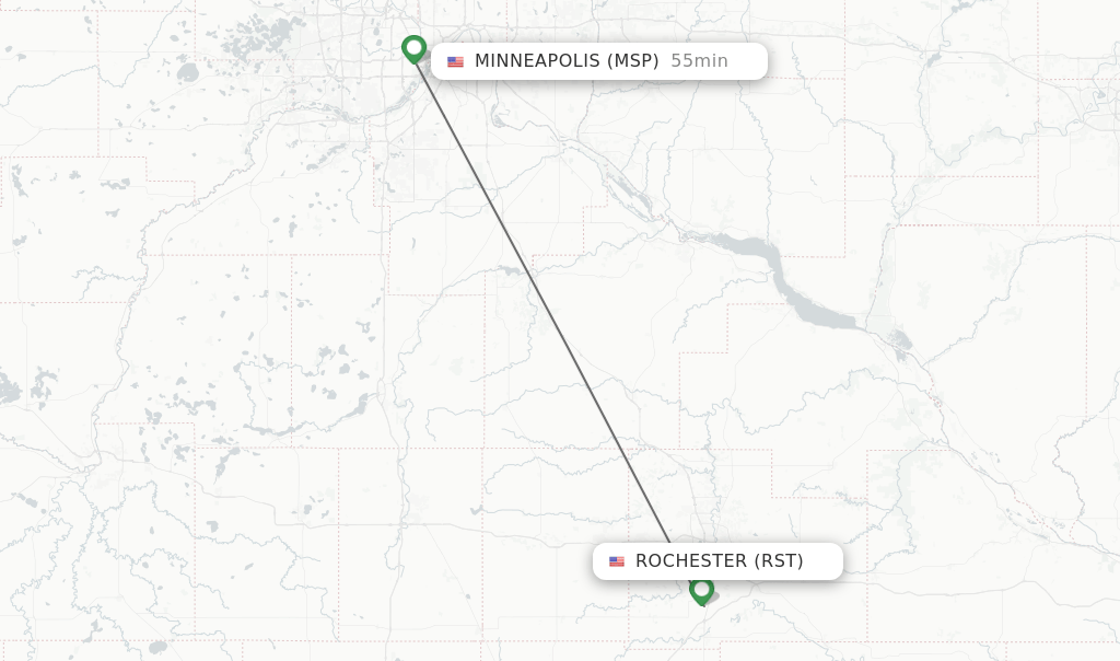 Direct (nonstop) flights from Rochester to Minneapolis schedules