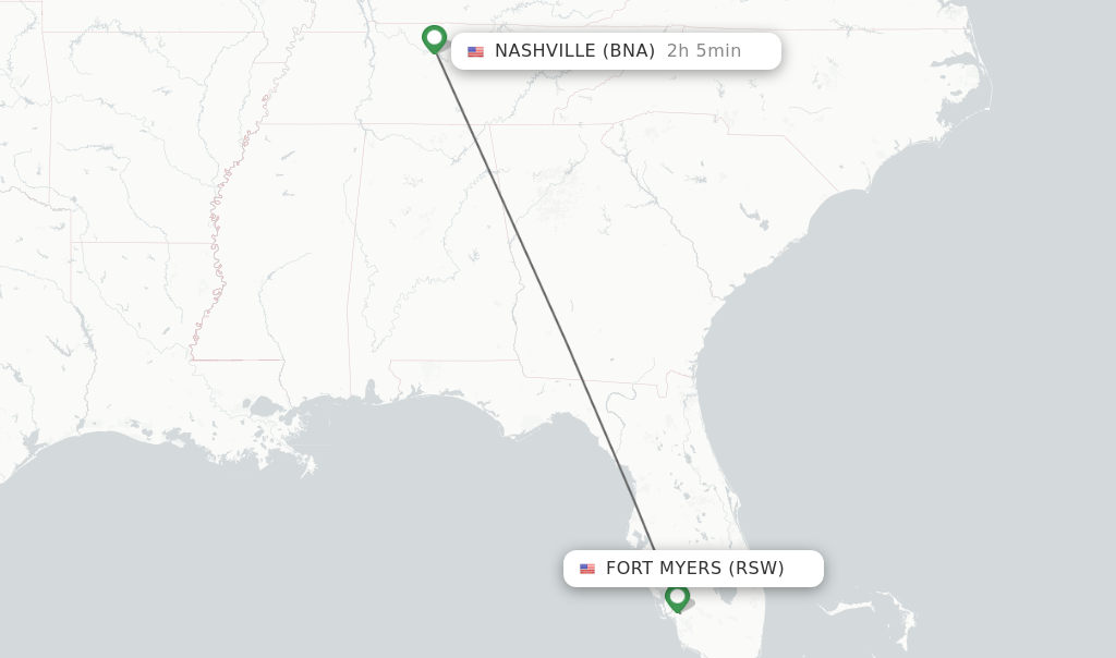Direct (nonstop) flights from Fort Myers to Nashville schedules