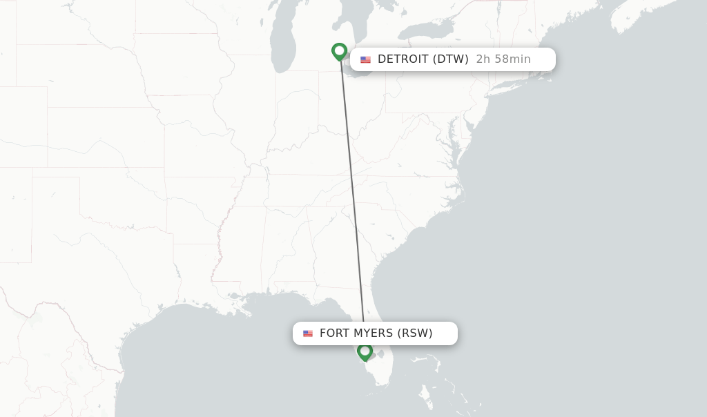 Direct (nonstop) flights from Fort Myers to Detroit schedules