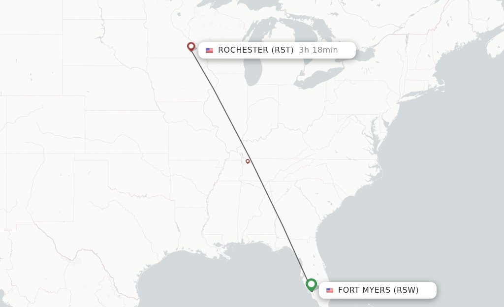 Direct (nonstop) flights from Fort Myers to Rochester schedules