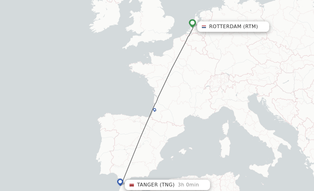 Direct (nonstop) flights from Rotterdam to Tangier schedules