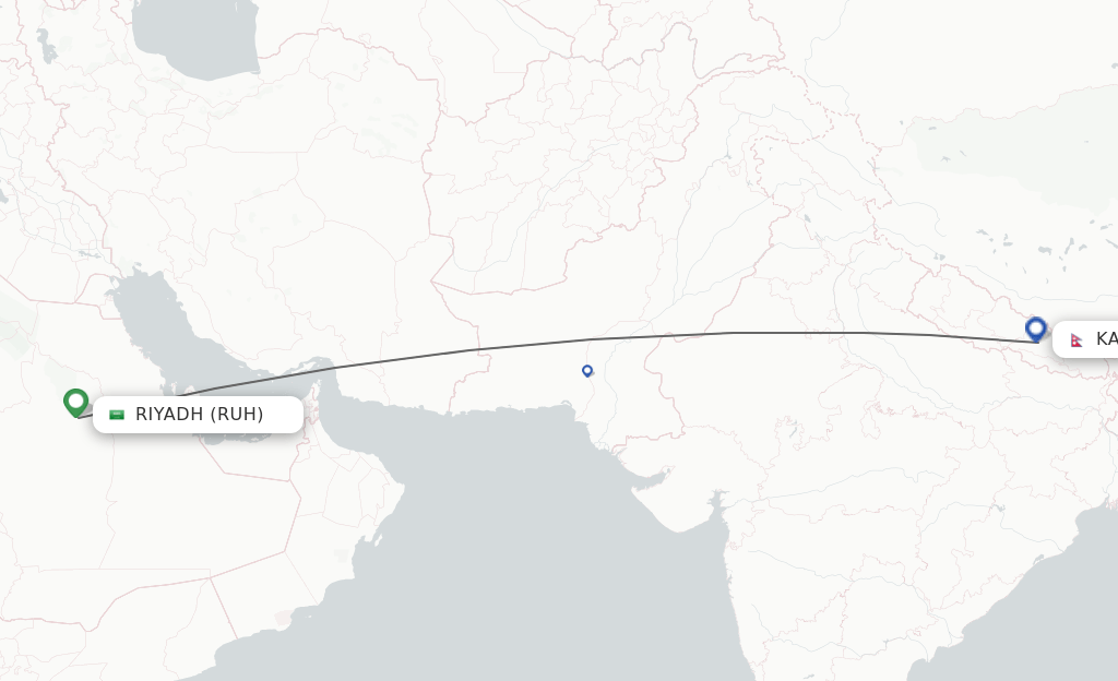 Direct (nonstop) flights from Riyadh to Kathmandu schedules