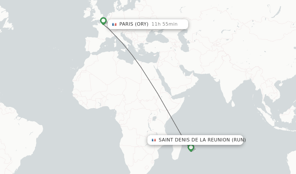 Direct (nonstop) flights from Saint Denis de la Reunion to Paris