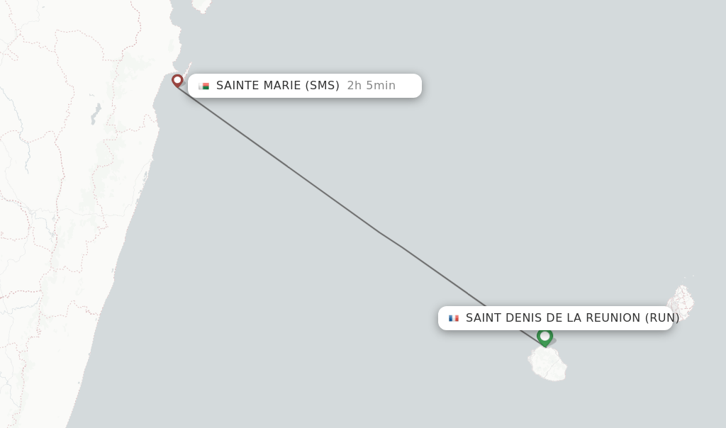 Direct (nonstop) flights from Saint Denis de la Reunion to Sainte