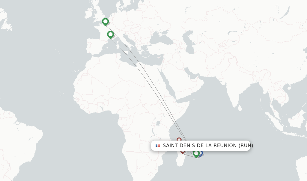 Corsair flights from Saint Denis de la Reunion, RUN