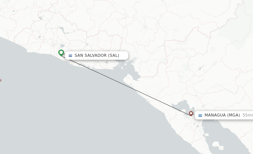 Direct (nonstop) flights from San Salvador to Managua schedules