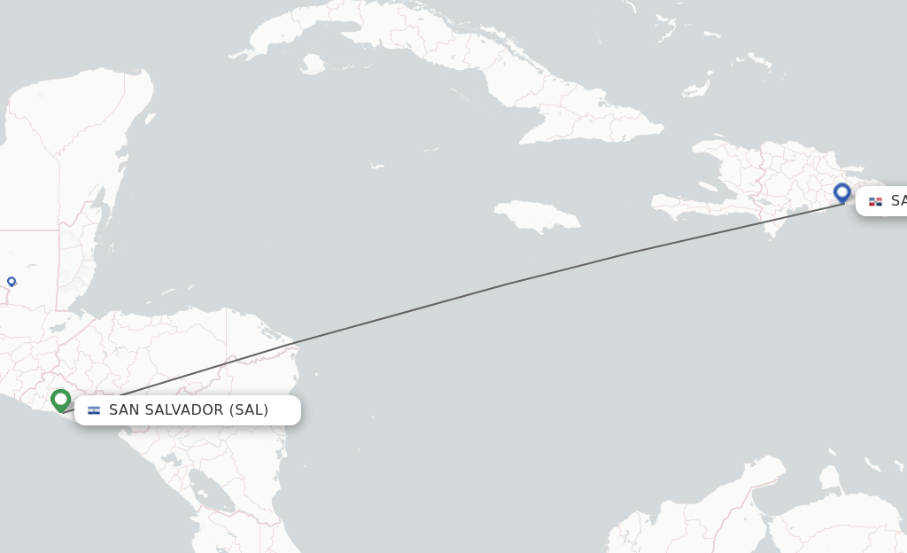 Direct (nonstop) flights from San Salvador to Santo Domingo
