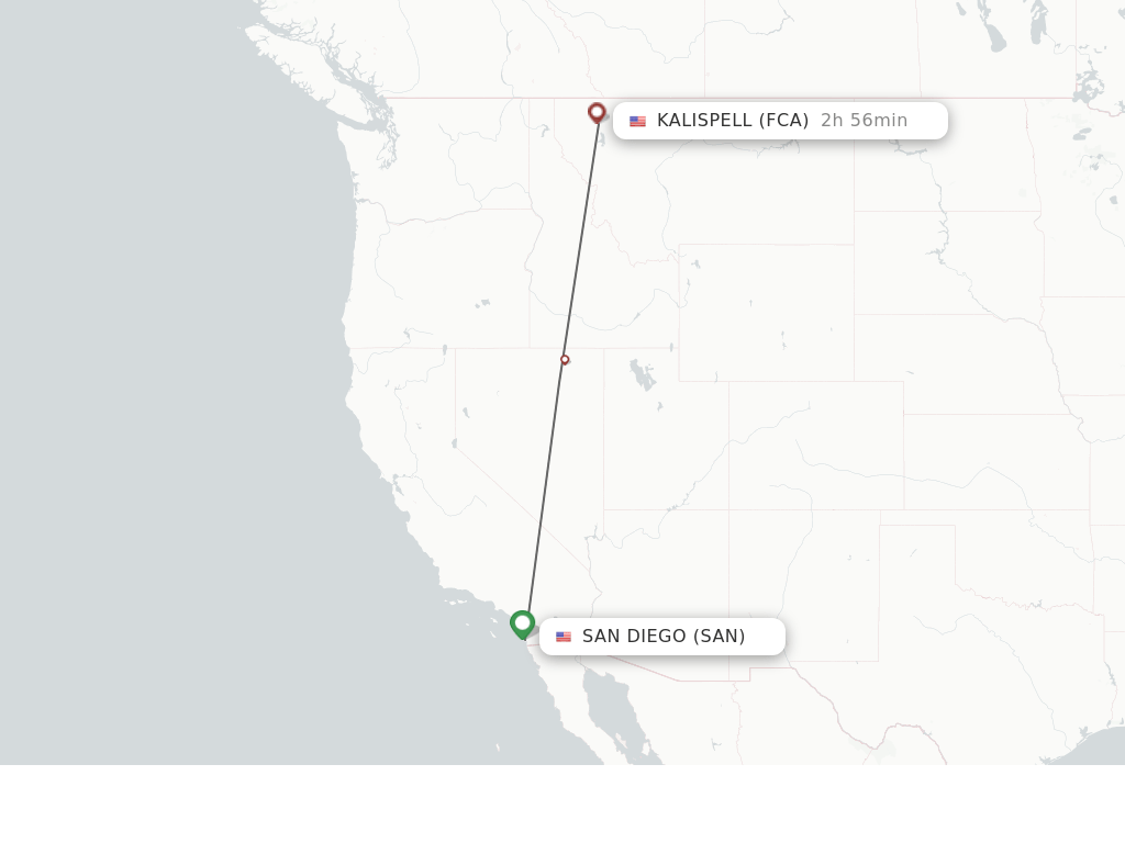 Direct (nonstop) flights from San Diego to Kalispell schedules