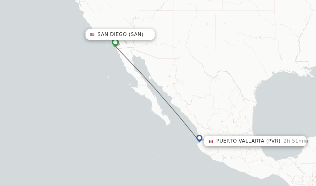 Direct (nonstop) flights from San Diego to Puerto Vallarta schedules
