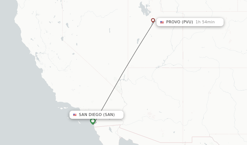 Direct (nonstop) flights from San Diego to Provo schedules
