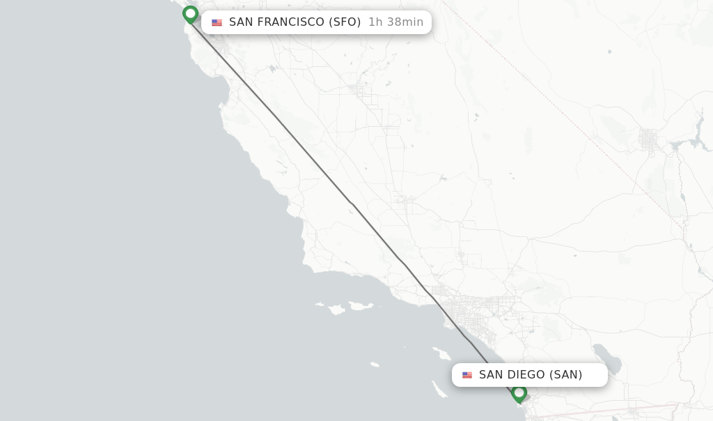 Direct (nonstop) flights from San Diego to San Francisco schedules