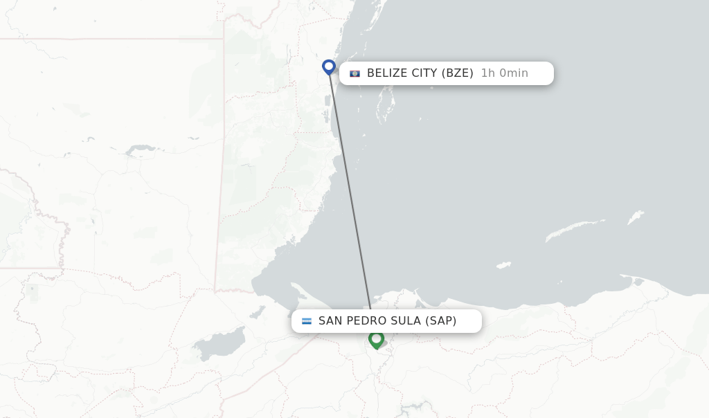 Direct (nonstop) flights from San Pedro Sula to Belize City