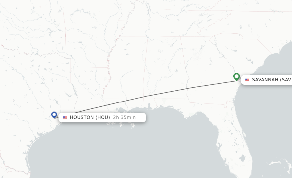 Direct (nonstop) flights from Savannah to Houston schedules
