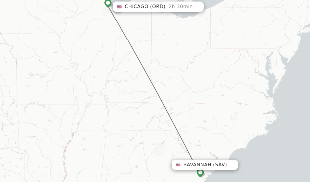 Direct (nonstop) flights from Savannah to Chicago schedules