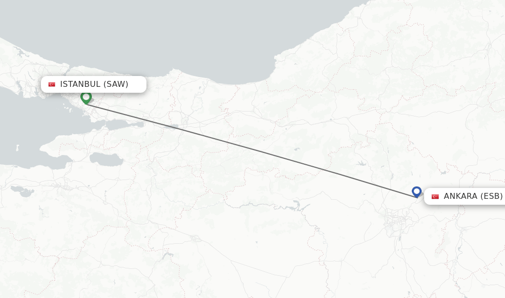 Direct (nonstop) flights from Istanbul to Ankara schedules