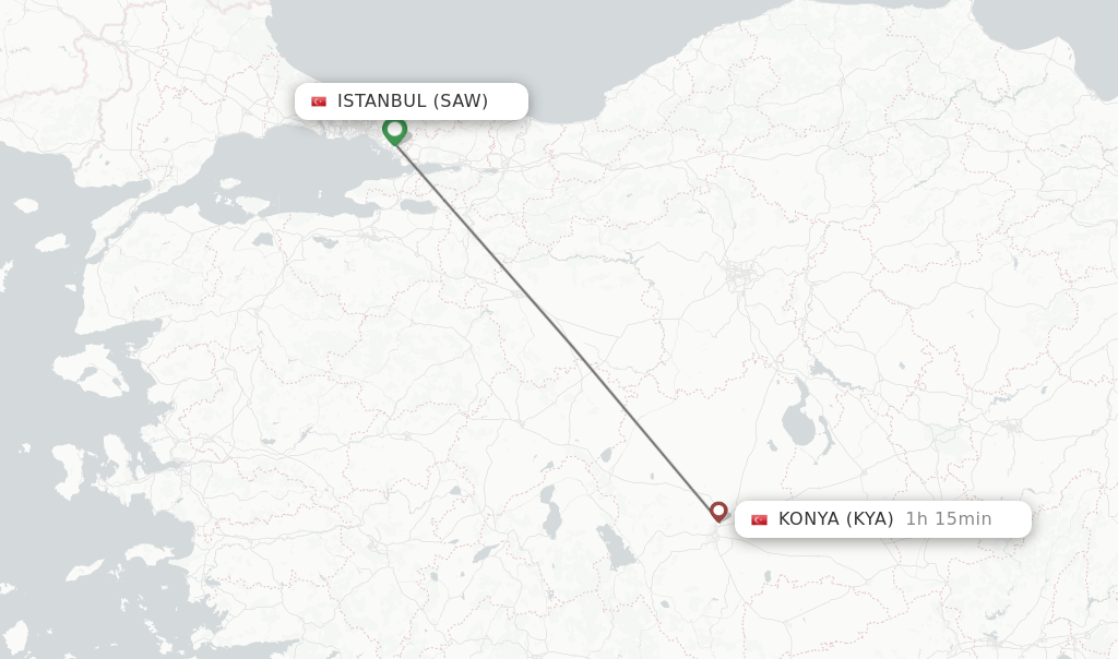 Direct (nonstop) flights from Istanbul to Konya schedules