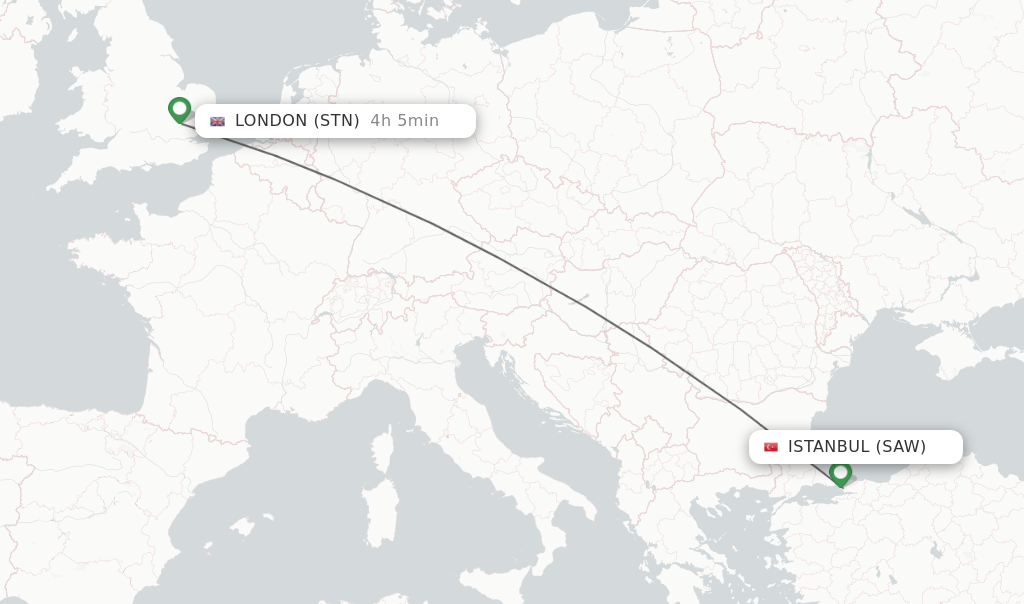 Direct (nonstop) flights from Istanbul to London schedules