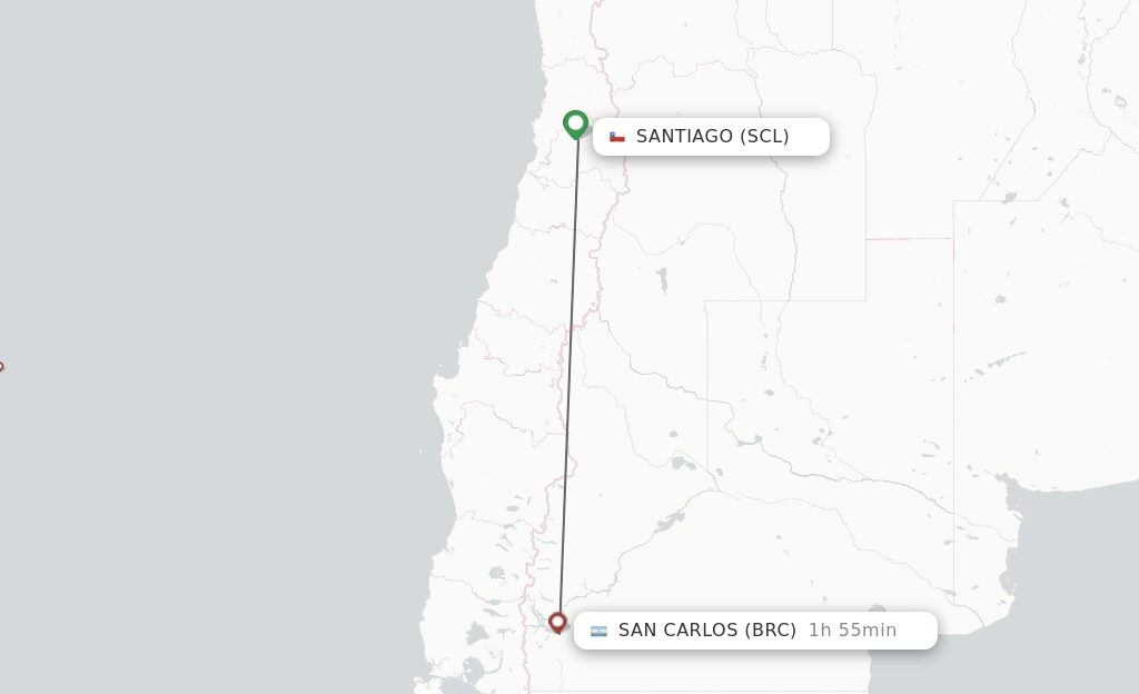 Direct (nonstop) flights from Santiago to San Carlos de Bariloche
