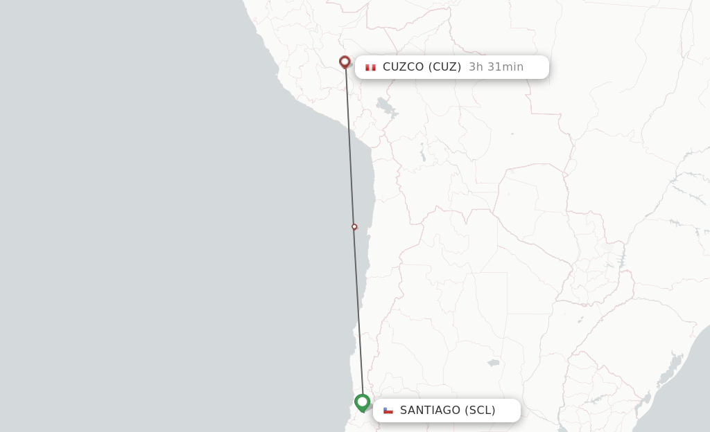 Direct (nonstop) flights from Santiago to Cuzco schedules
