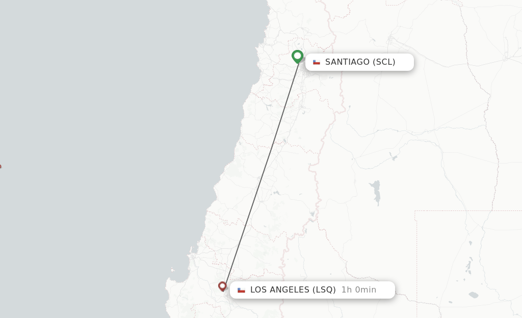Direct (nonstop) flights from Santiago to Los Angeles schedules