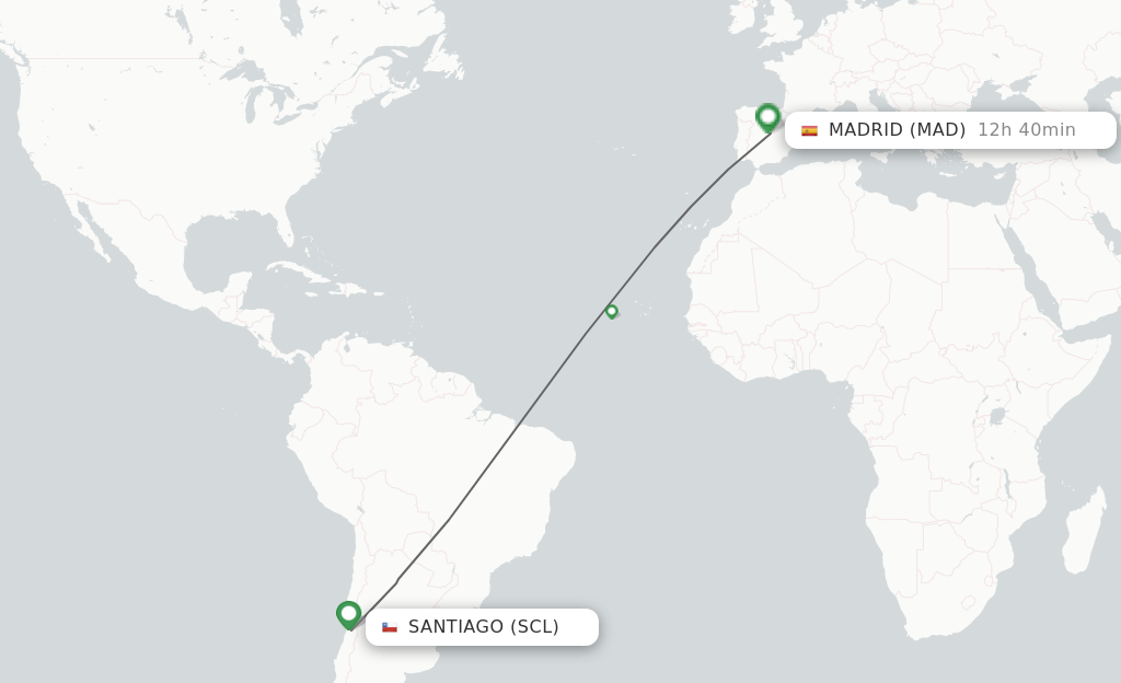 Direct (nonstop) flights from Santiago to Madrid schedules