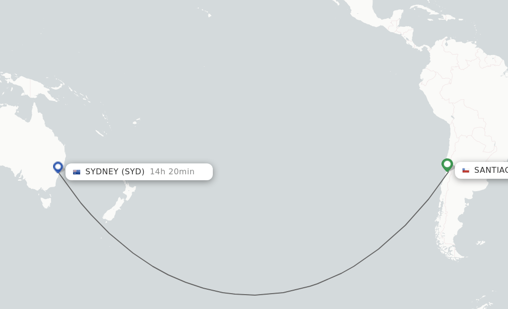 Direct (nonstop) flights from Santiago to Sydney schedules