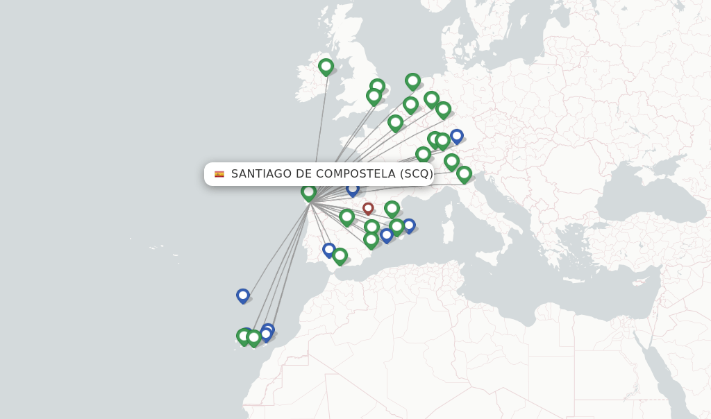 Direct (nonstop) flights from Santiago De Compostela to Memmingen