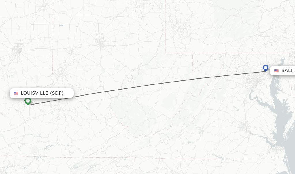 Direct (nonstop) flights from Louisville to Baltimore schedules