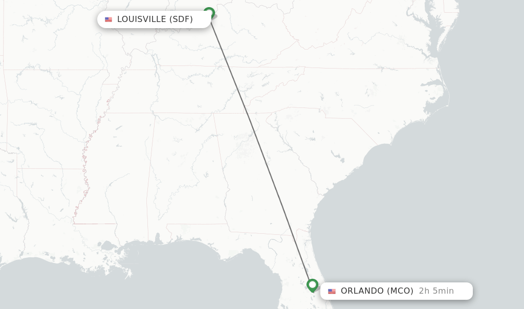 Direct (nonstop) flights from Louisville to Orlando schedules