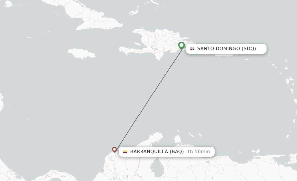 Direct (nonstop) flights from Santo Domingo to Barranquilla
