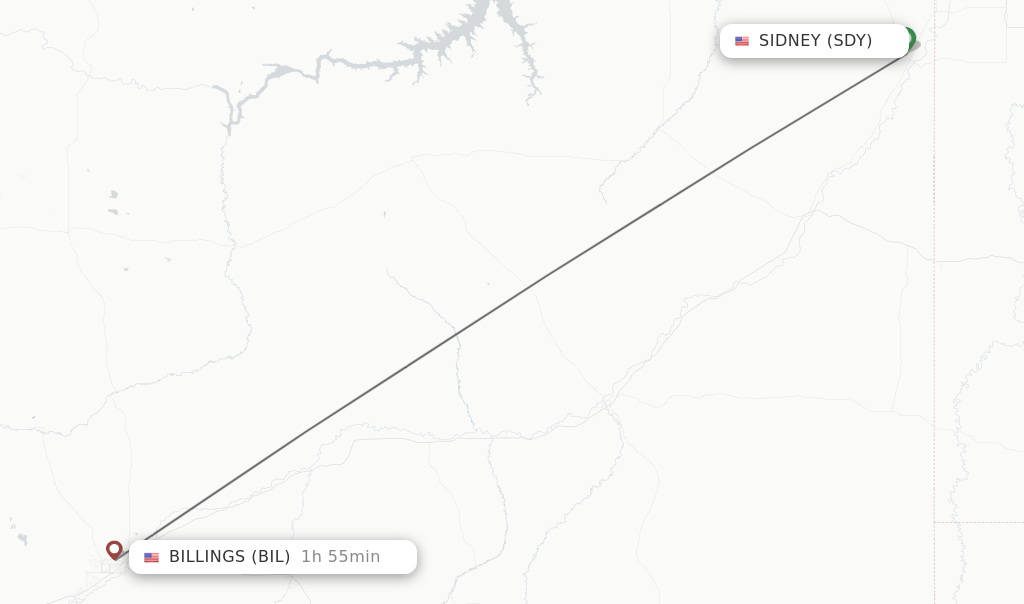 Direct (nonstop) flights from Sidney to Billings schedules