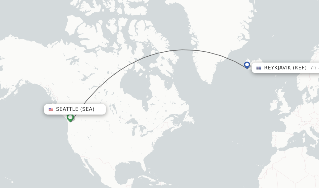 Direct (nonstop) flights from Seattle to Reykjavik schedules