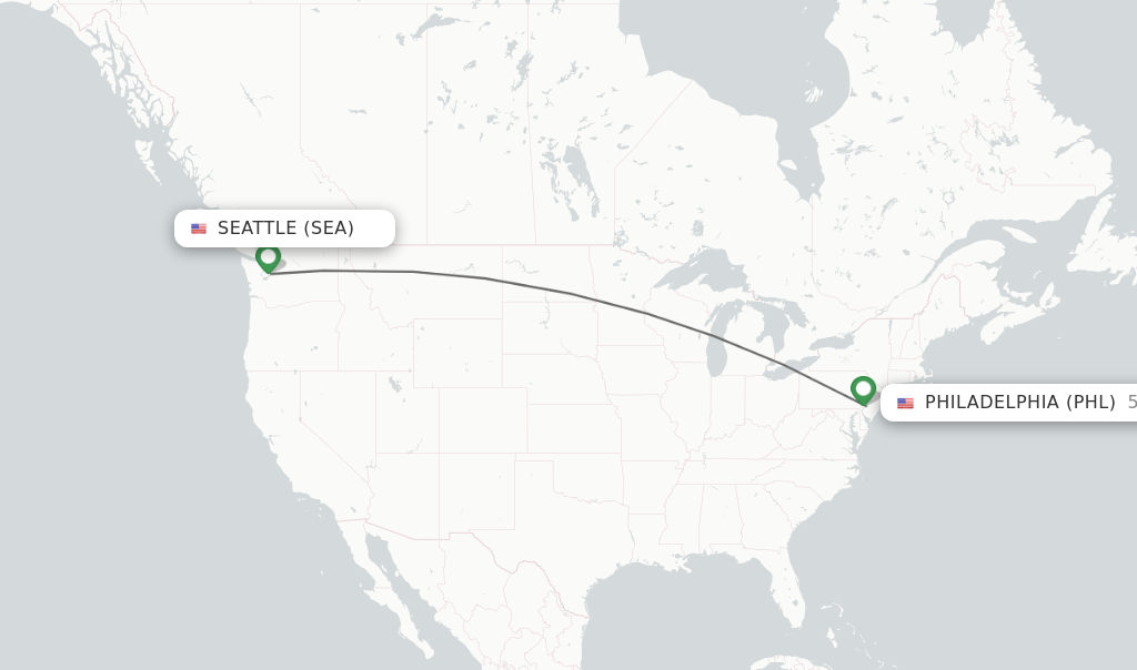 Direct (nonstop) flights from Seattle to Philadelphia schedules