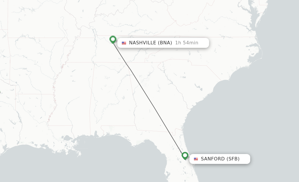 Direct (nonstop) flights from Orlando to Nashville schedules