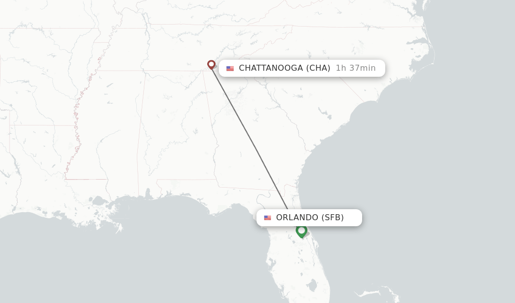 Direct (nonstop) flights from Orlando to Chattanooga schedules