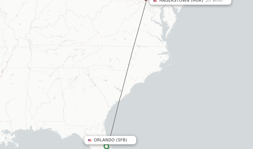 Direct (nonstop) flights from Orlando to Hagerstown schedules