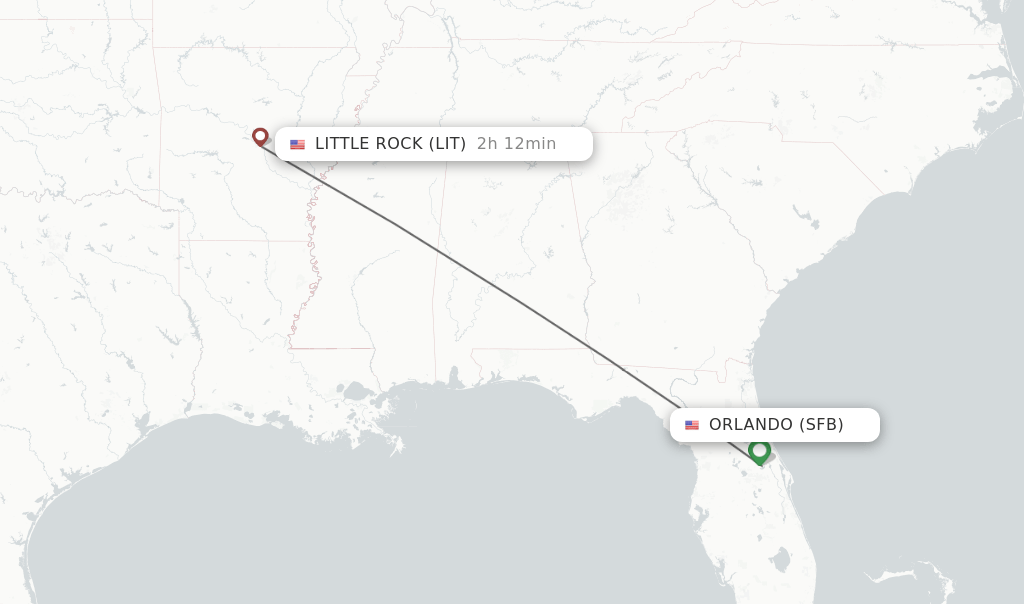 Direct (nonstop) flights from Orlando to Little Rock schedules
