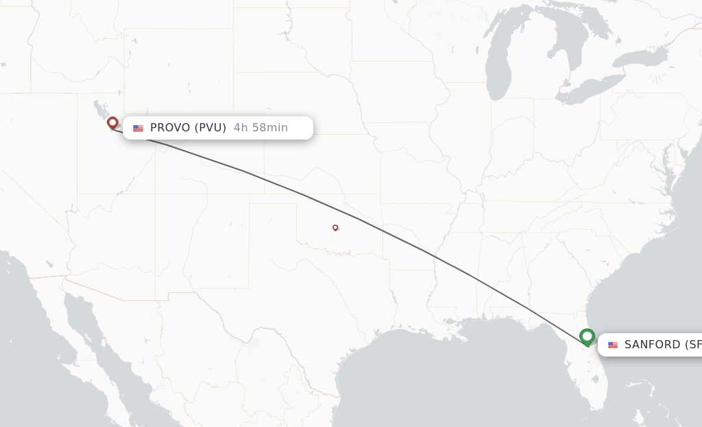 Direct (nonstop) flights from Orlando to Provo schedules