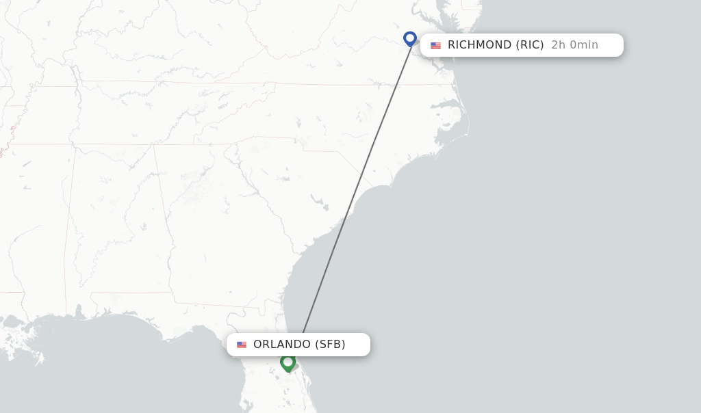 Direct (nonstop) flights from Orlando to Richmond schedules