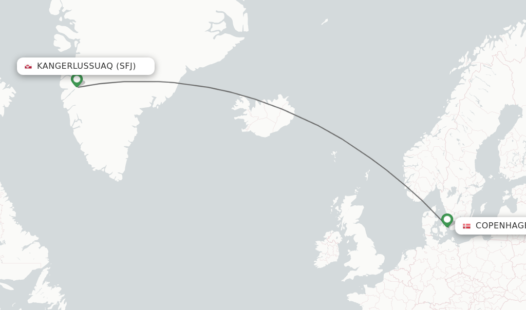Direct (nonstop) flights from Kangerlussuaq to Copenhagen schedules