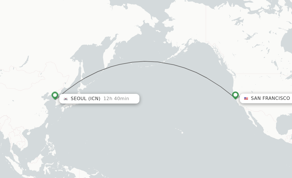 Direct (nonstop) flights from San Francisco to Seoul schedules