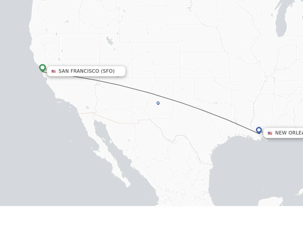 Direct (nonstop) flights from San Francisco to New Orleans schedules