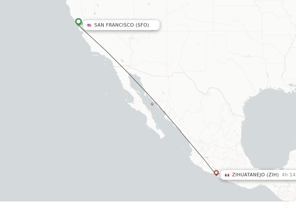 Direct (nonstop) flights from San Francisco to Ixtapa/Zihuatanejo