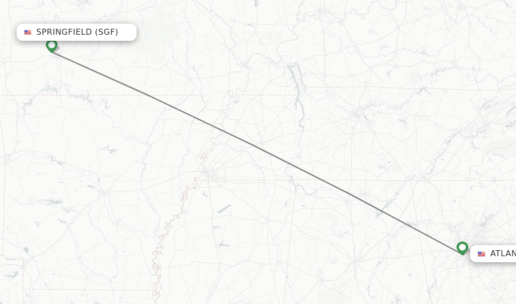 Direct (nonstop) flights from Springfield to Atlanta schedules