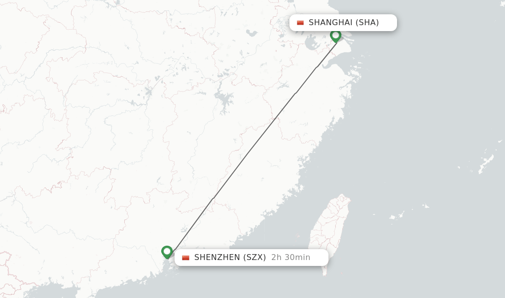 Direct (nonstop) flights from Shanghai to Shenzhen schedules