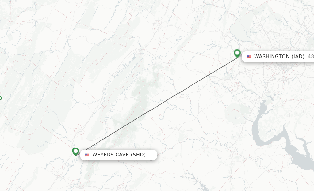 Direct (nonstop) flights from Staunton to Dulles schedules